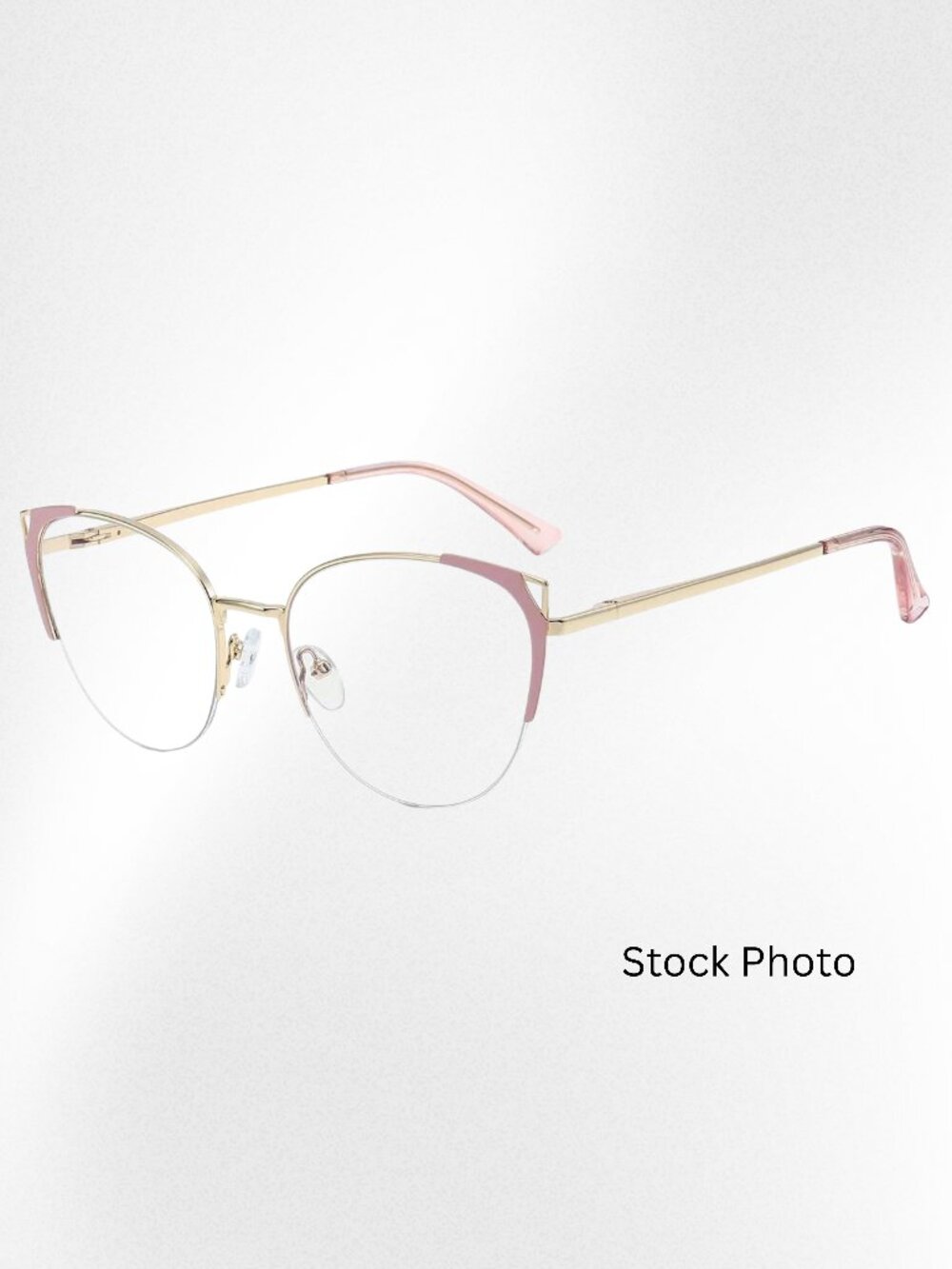 Gold & Pink Semi-Rimless Metal Cat Eye Glasses FIRMOO